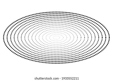 Simple Vector Black And White Oval Halftone, Isolated On White