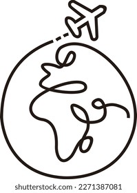 simple vector black and white spherical earth plane