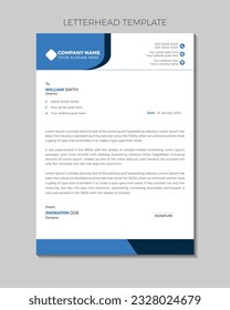 Simple vector blue business letterhead design a4 template