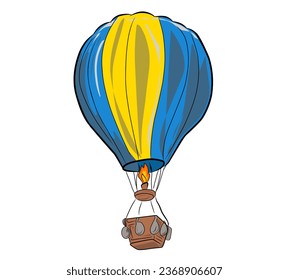 logotipo de globo aerostático simple vectorial azul y amarillo