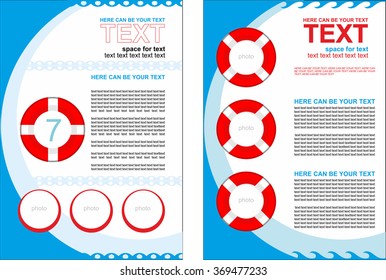 Simple vector booklet with buoys, with predominance of blue color. Sea theme