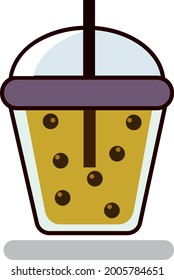 a simple vector of a bottle of cold brown boba drink. suitable for promotions, posters, letters, and others.