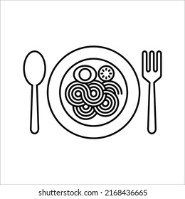 Icono del Vector Bowl simple de fideos. Tazón de fideos con chopsticks ilustración vectorial sobre fondo blanco.