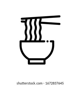 Simple Vector Bowl of Noodles line icon. EPS 10