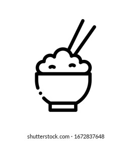 Simple Vector Bowl of Rice line icon. EPS 10