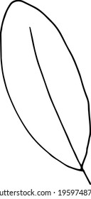 simple vector branch with leaves black and white. Minimalistic botanical illustration, hand drawing 