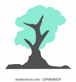 Simple vector of branching trees, with flat design, tree vector.