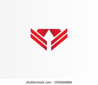 simple vector brand logo with red line concept design