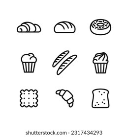 simple icono del pan vectorial y tienda de panadería sobre fondo blanco