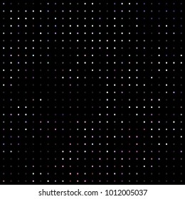 Simple vector in bright colors with regularly repeating geometrical shapes, small tiny squares on black. Mosaic geometric Vector for paper packaging, textile design, covers