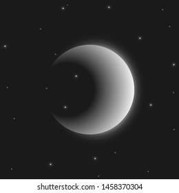 Simple vector of bright crescent at night
