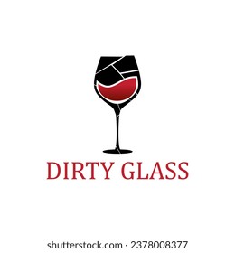 Simple vector of broken glass logo with water in the middle is red