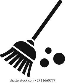 Einfaches Vektorbesen-Symbol mit Staub für Website-Design