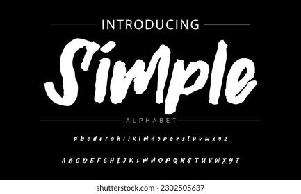 Simple vector brush style font, alphabet, typeface
