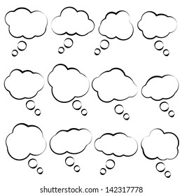 Simple vector bubble speech clouds on white background