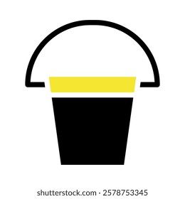 Simple vector of a bucket with yellow and black fill