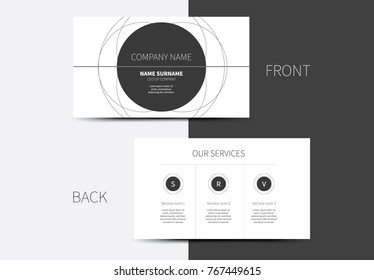 Simple vector business card with circle layout idea and informative back side