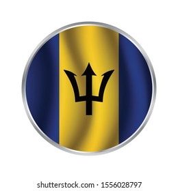 Simple vector button flag - Barbados, barbados official state button ball flag.