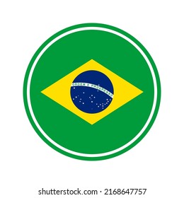 Simple vector button flag - Brazil