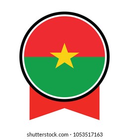 Simple vector button flag - Burkina Faso