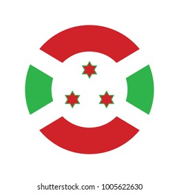 Simple vector button flag - Burundi, Burundian Flag Badge - Flag of Burundi Button Isolated on White.