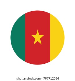 Simple vector button flag - Cameroon, Cameroon glossy round button, Button with flag of Cameroon.