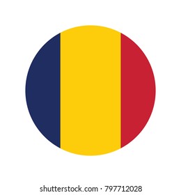 Simple vector button flag - Chad, Abstract illustration: button with flag from Romania country.