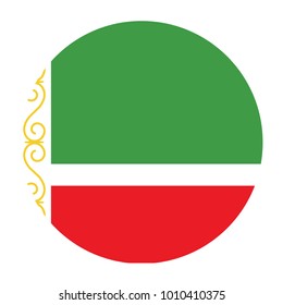 Simple vector button flag - Chechen Republic