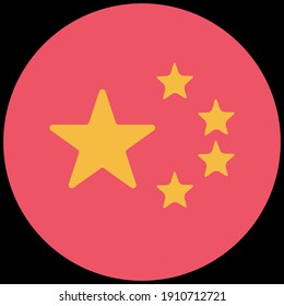 Simple vector button flag - China. Round icon for social networks