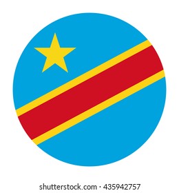 Simple vector button flag - Democratic Republic of the Congo