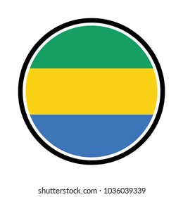 Simple vector button flag - Gabon, Gabon flag, official colors and proportion correctly. National Gabonese flag. Flat Raster illustration.