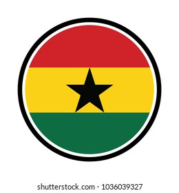Simple vector button flag - Ghana, Ghana flag button on a white background. Vector illustration.