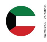 Simple vector button flag - Kuwait, Flag of Kuwait, icon. Realistic color. Vector illustration on white background.