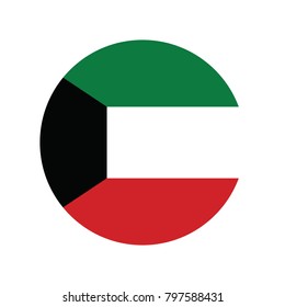 Simple vector button flag - Kuwait, Flag of Kuwait, icon. Realistic color. Vector illustration on white background.