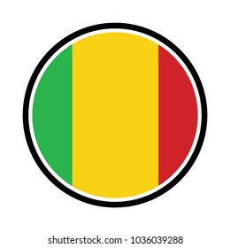 Simple vector button flag - Mali, Malian Flag Badge - Flag of Mali Button Isolated on White.