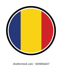 Simple vector button flag - Romania, button flat design with romania flag, Abstract illustration: button with flag from Romania country.