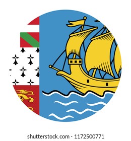 Simple vector button flag - Saint Pierre and Miquelon