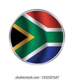 Simple vector button flag - South Africa , Vector - South Africa Flag Glossy Button.