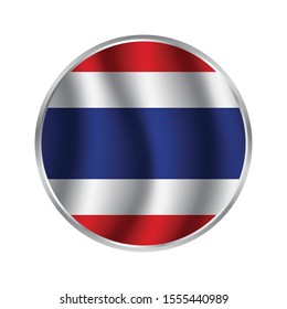 Simple vector button flag - Thailand, The Thai flag in the form of a glossy icon.