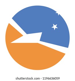 Simple vector button flag - Tierra del Fuego Province Argentina