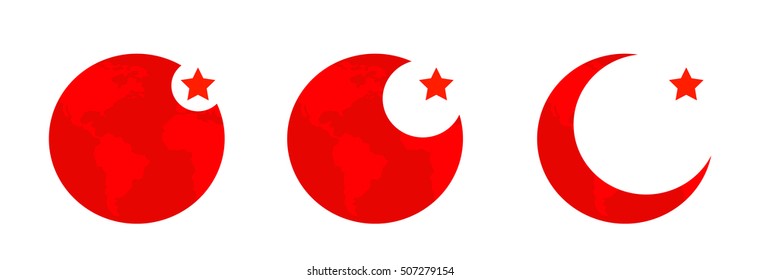 Simple vector button flag - Turkey. Three icons