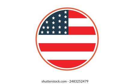 Bandera de Botón de Vector simple de los Estados Unidos de América, bandera de Estados Unidos