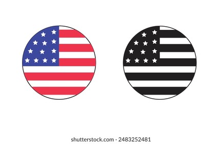 Simple vector button flag of the United States of America, USA flag