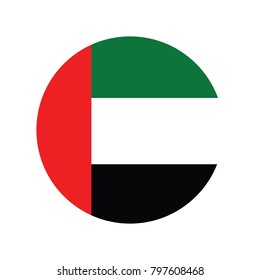 Simple vector button flag - United Arab Emirates, Vector illustration flag of United Arab Emirates icon. Round national flag of UAE.