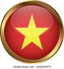 Simple vector button flag - Vietnam