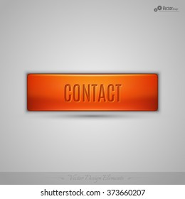 Simple vector button with on the gay background. Graphic design element.