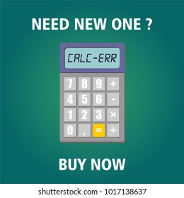 Simple vector calculator with colors for web and error on display. Buy now new one.