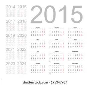 2016 2022 2023 Calendar 2015 2016 2017 2018 2019 2020 2021 2022 2023" Images, Stock Photos &  Vectors | Shutterstock