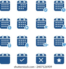 Conjunto de materiales del icono del calendario de vectores simple