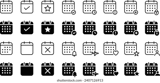 Simple Vector Calendar Icon Material Set